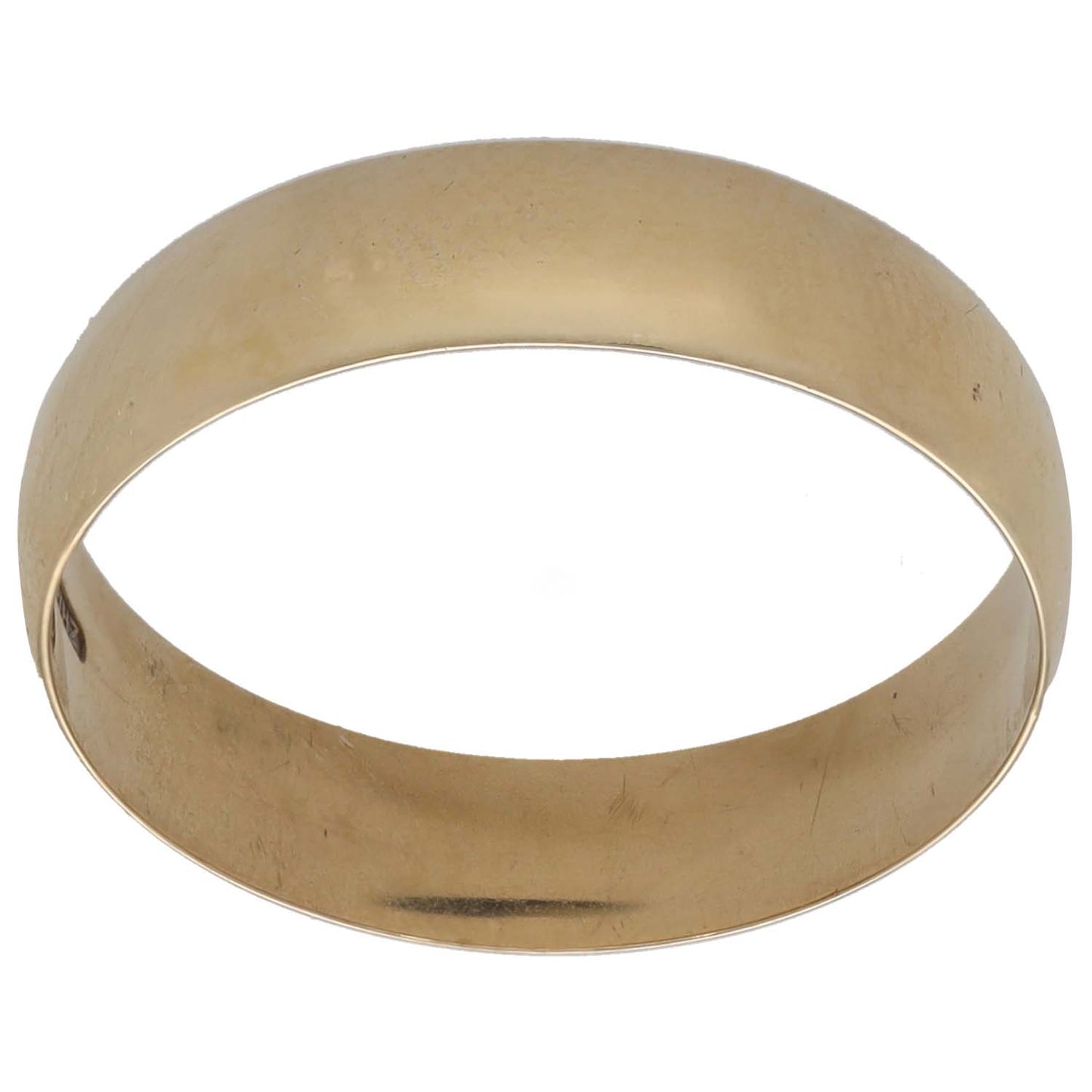 Plain 9ct gold wedding ring, smooth polished band, size S