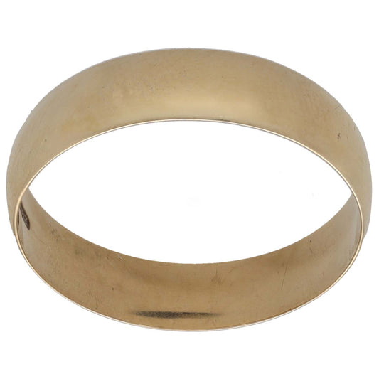 Plain 9ct gold wedding ring, smooth polished band, size S