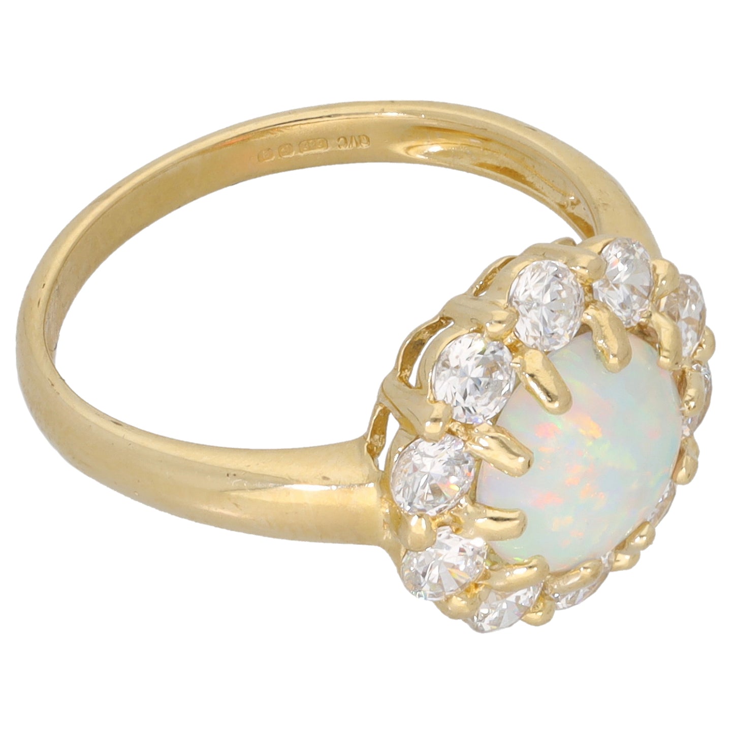 14ct Gold Man Made Opal & Cubic Zirconia Dress/Cocktail Ring Size M