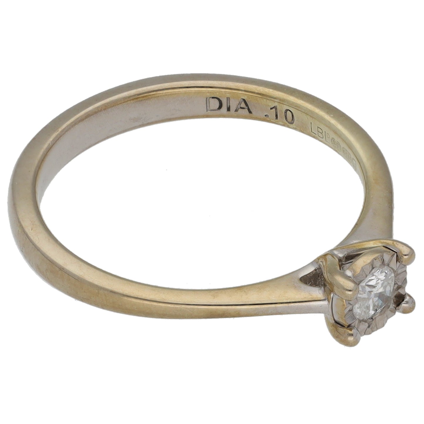 9ct White Gold 0.10ct Diamond Solitaire Ring Size K