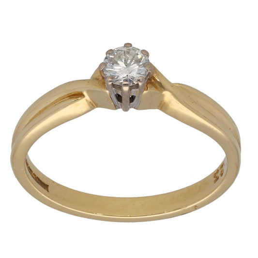 18ct Gold 0.23ct Diamond Solitaire Ring Size P