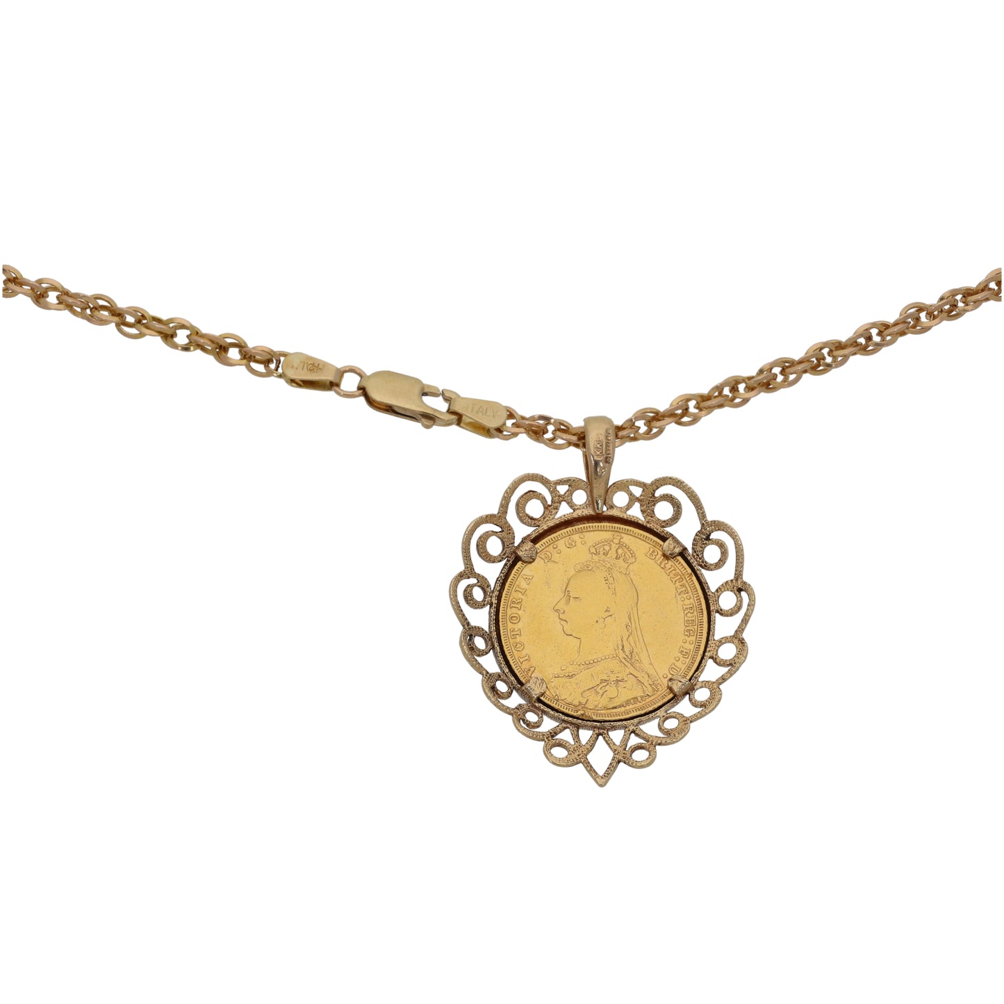 9ct Gold Coin Pendant With Chain