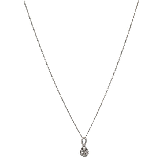 9ct Gold 0.13ct Diamond Cluster Pendant With Chain