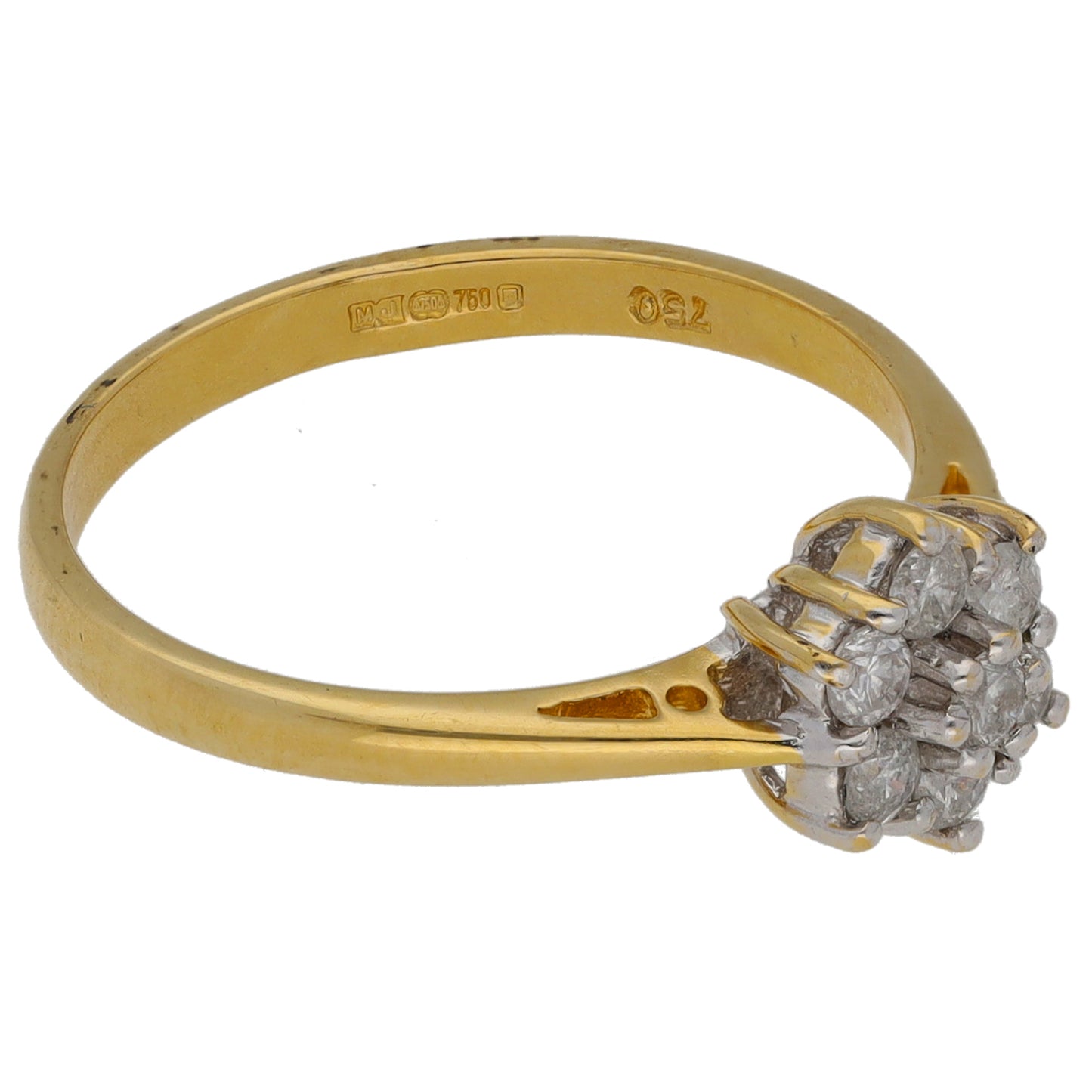18ct Gold 0.25ct Diamond Cluster Ring Size L