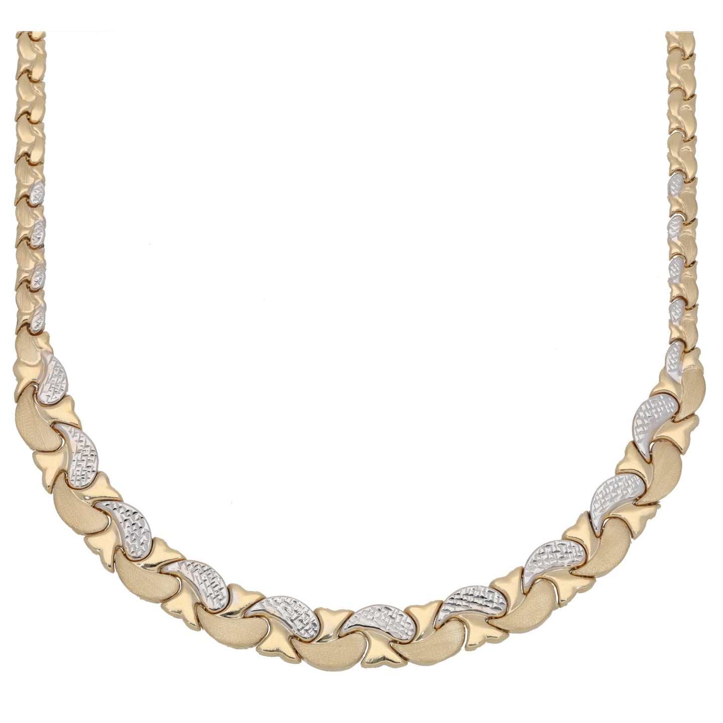 18ct Bi-Colour Gold Flat Teardrop Necklace