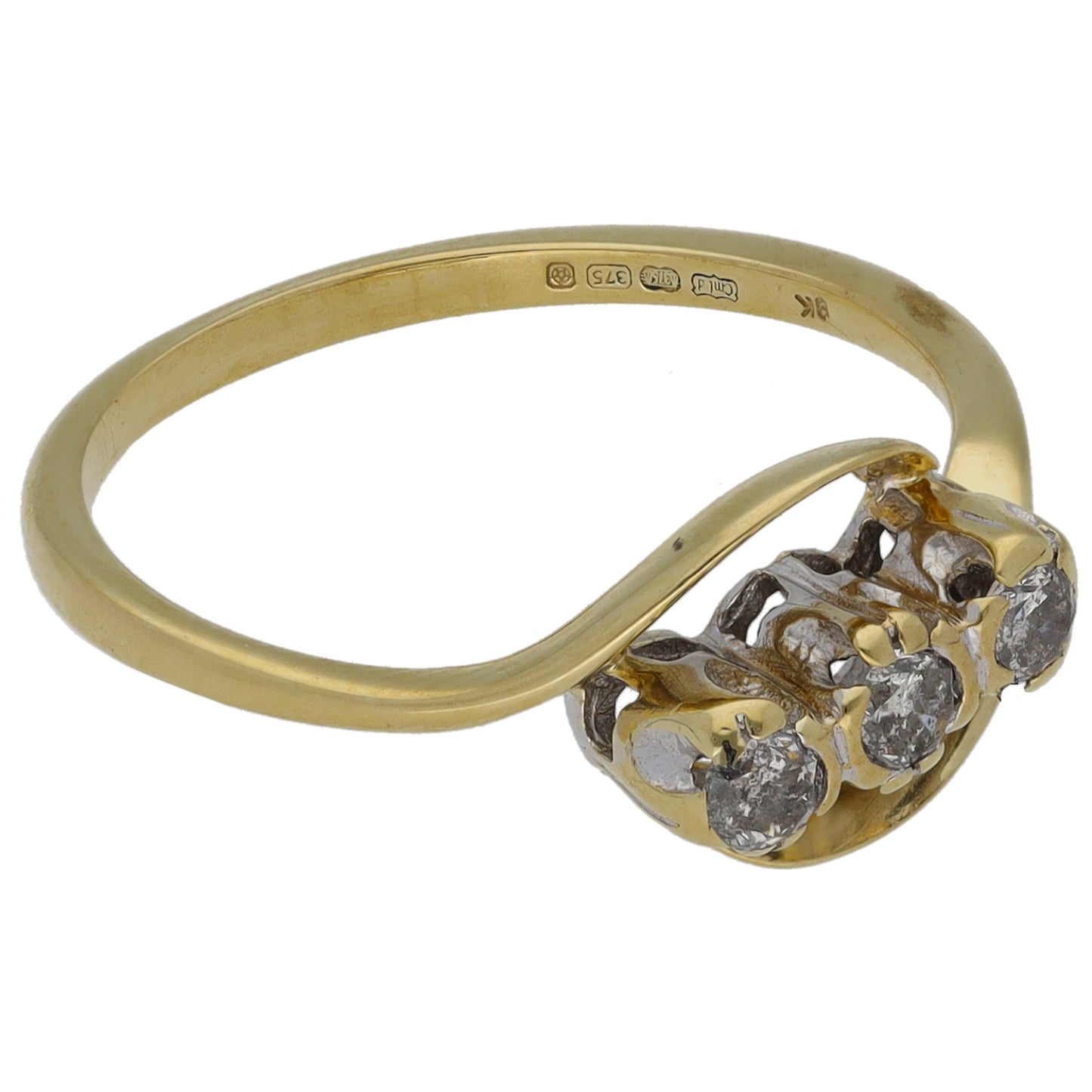 9ct Gold 0.23ct Diamond Trilogy Ring Size L