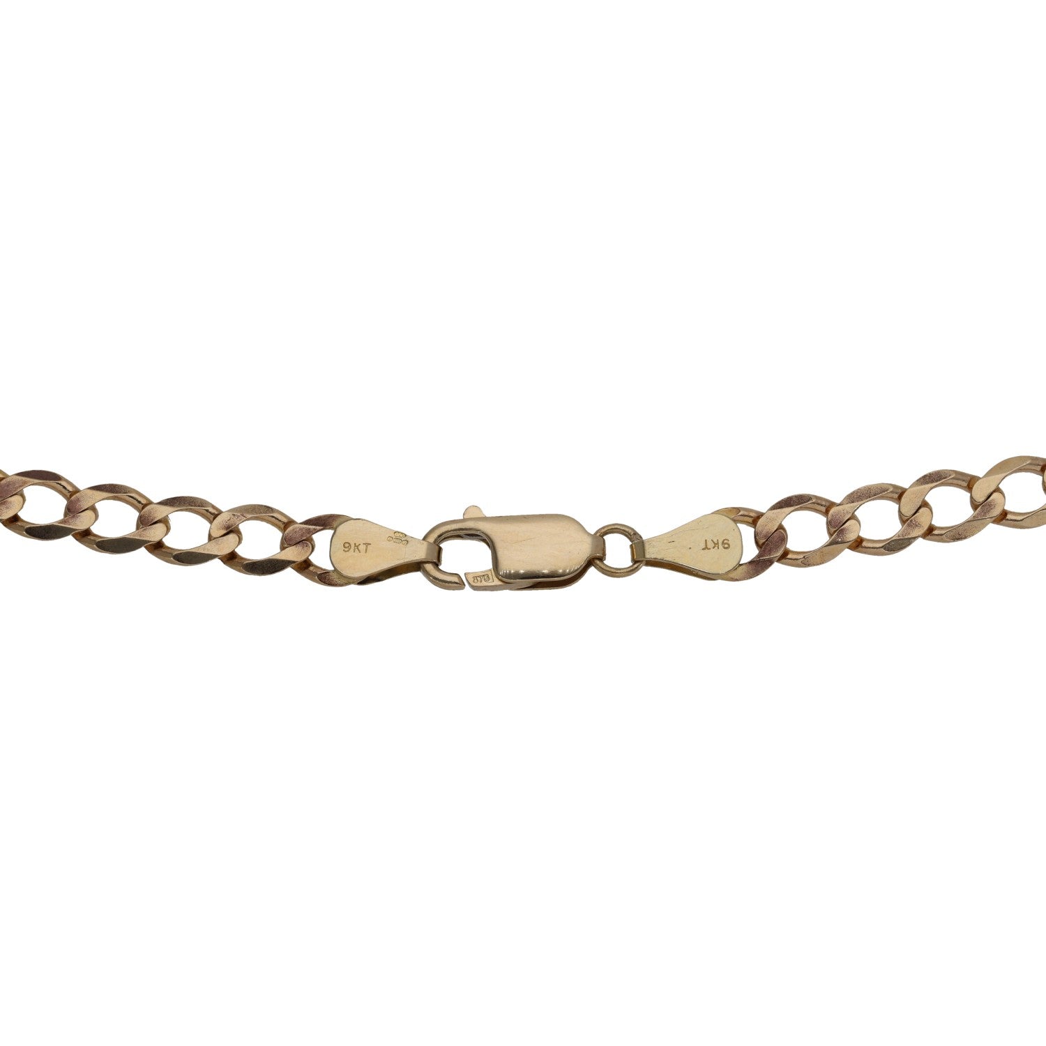 9ct gold curb chain necklace with lobster clasp and stamped hallmark