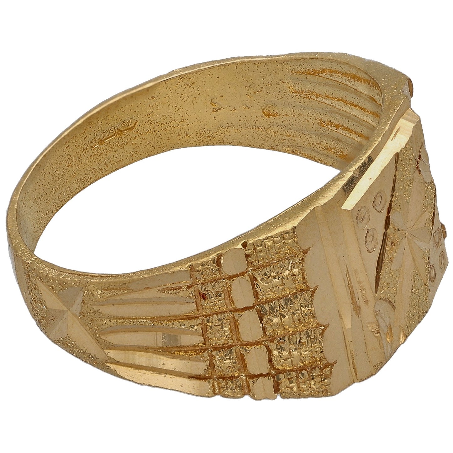 22ct Gold Patterned Signet Ring Size V