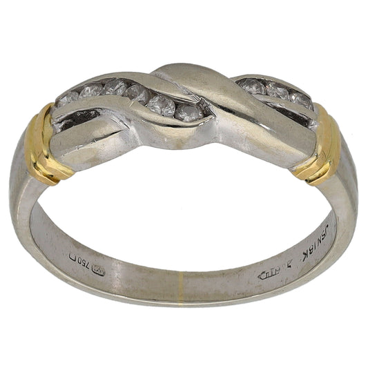 18ct Bicolour Gold 0.09ct Diamond Dress/Cocktail Ring Size K