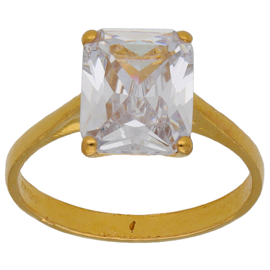 22ct Gold Cubic Zirconia Single Stone Ring Size N