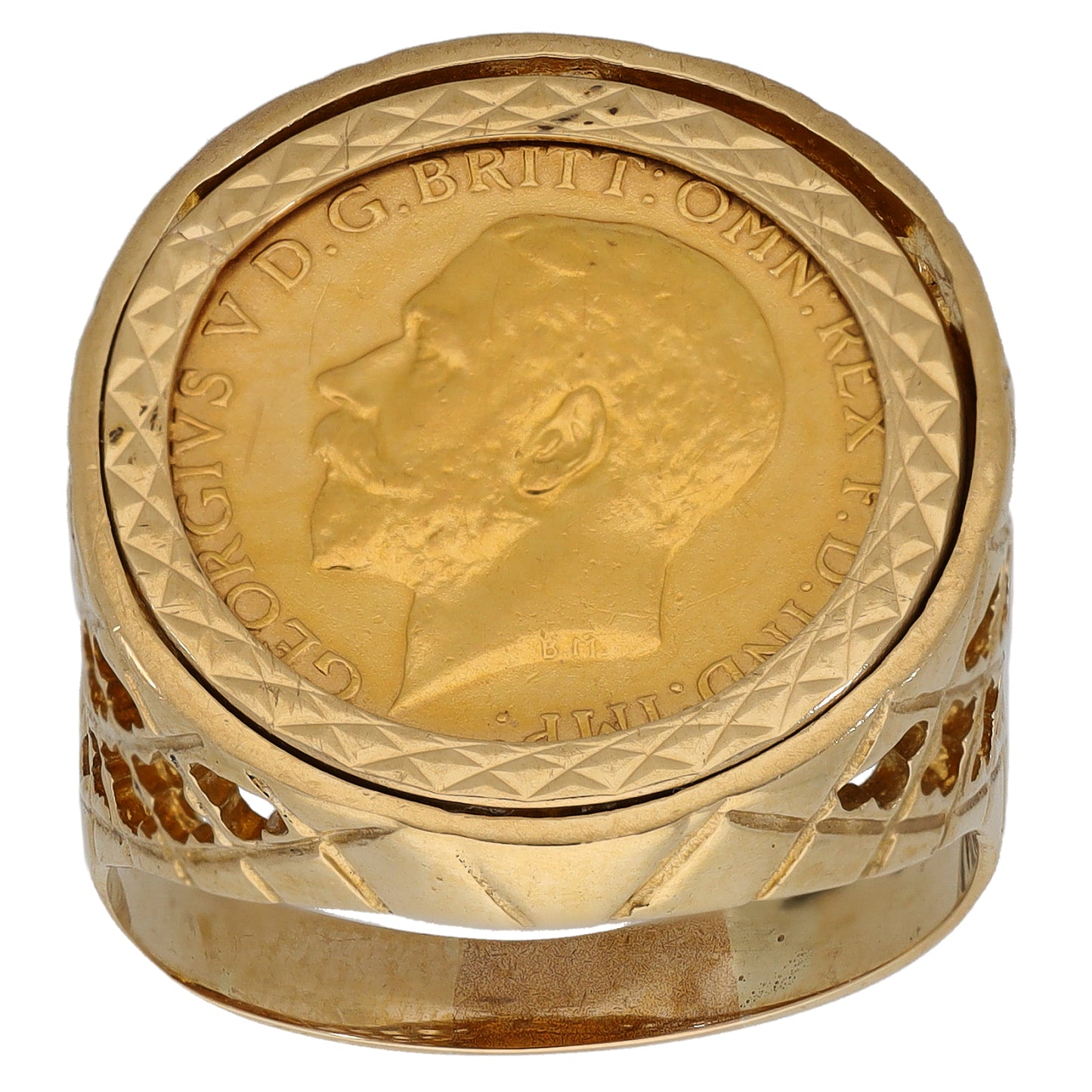 9ct Gold Half Sovereign Coin Ring Size W