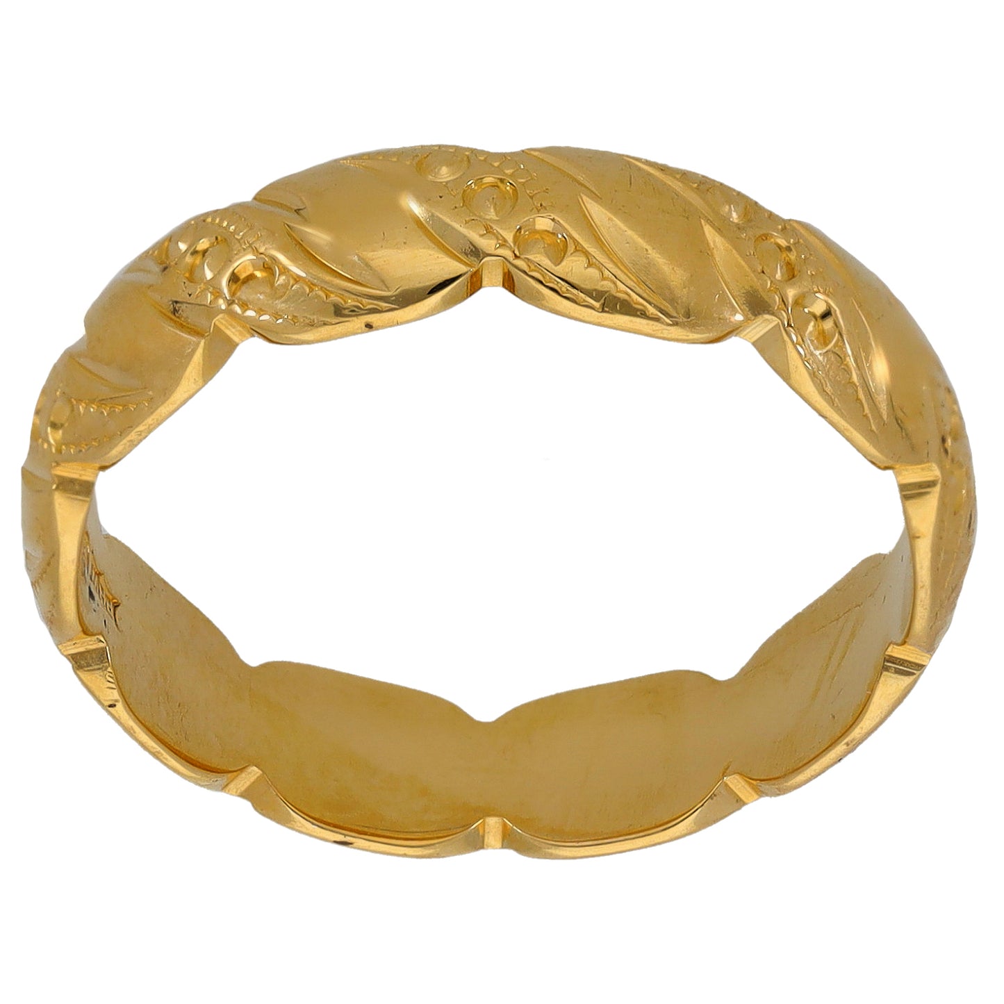 18ct Gold Patterned Wedding Ring Size P