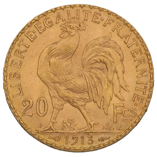 22ct Gold French 20 Francs Coin 1913
