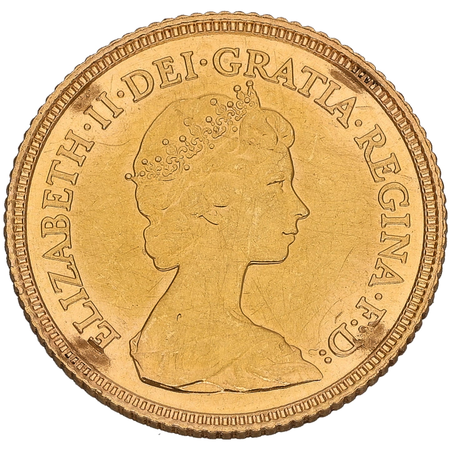 22ct Gold Queen Elizabeth II Half Sovereign Coin 1982