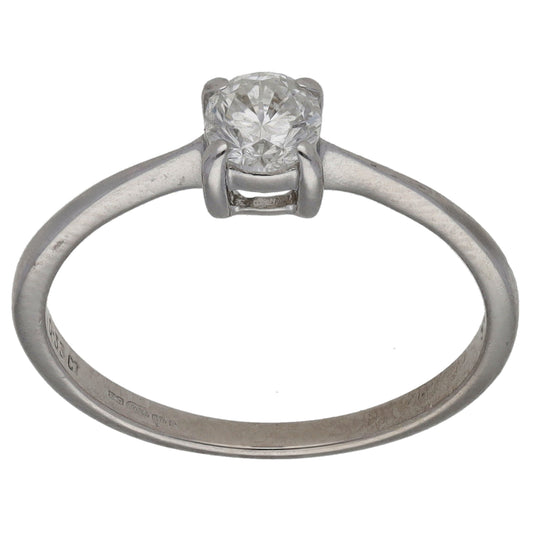9ct White Gold 0.33ct Diamond Solitaire Ring Size M