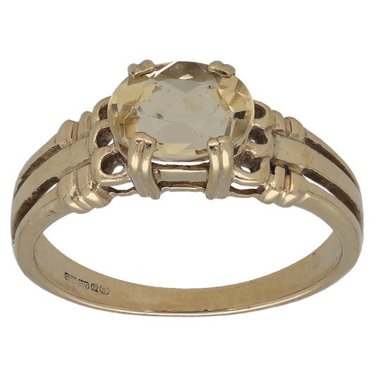 9ct Gold Citrine Single Stone Ring Size N