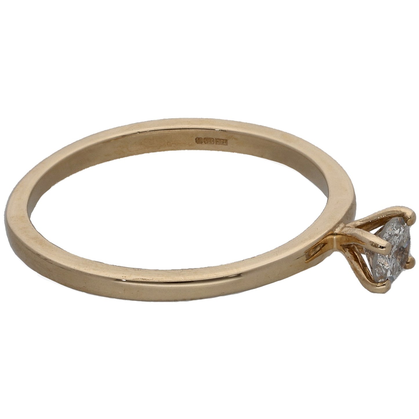 9ct Gold 0.22ct Diamond Solitaire Ring Size K