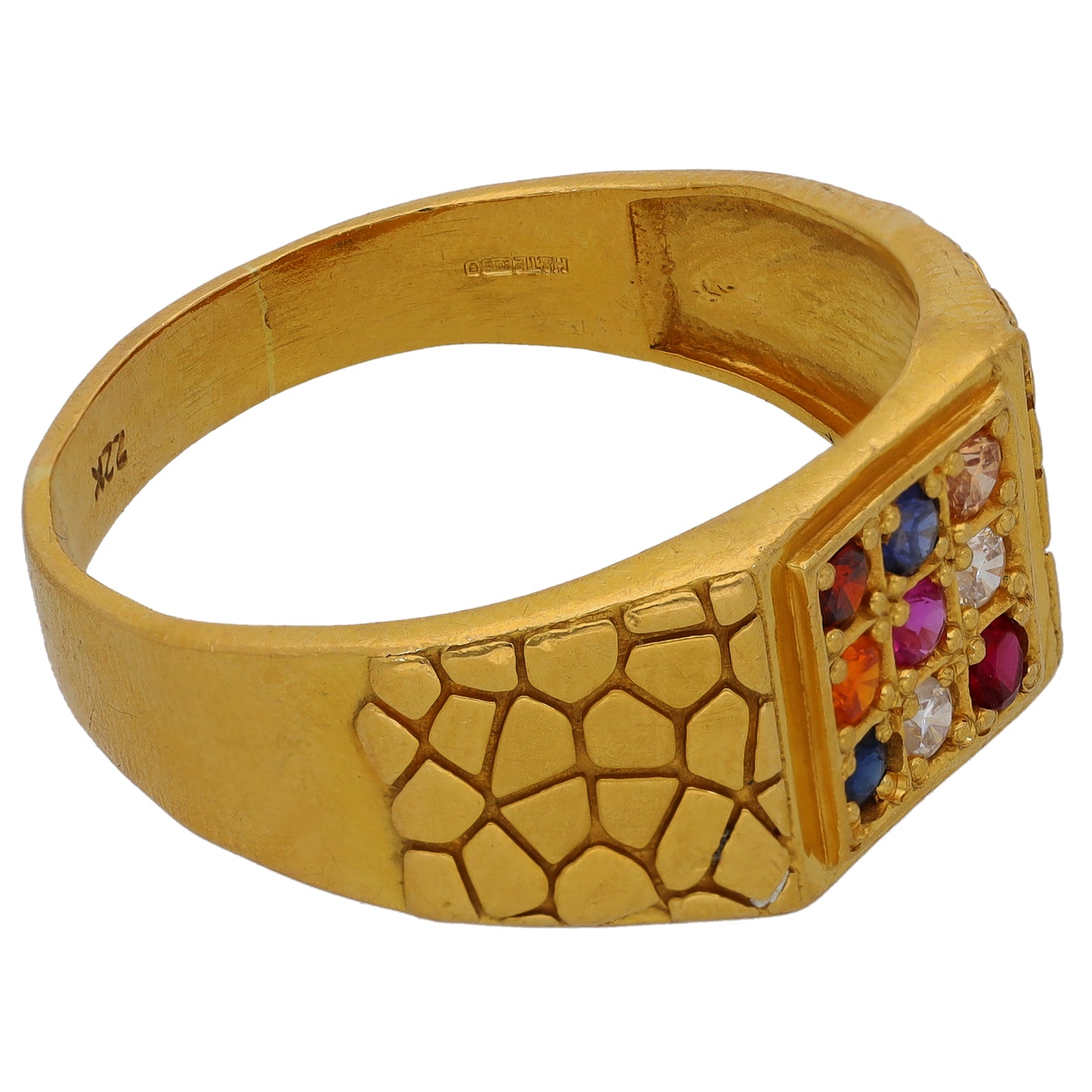 22ct Gold Imitation Gems Patterned Signet Ring Size Z+3
