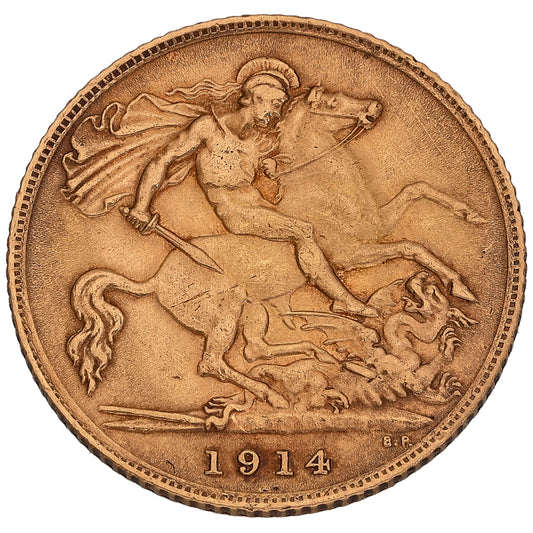 22ct Gold King George V Half Sovereign Coin 1914