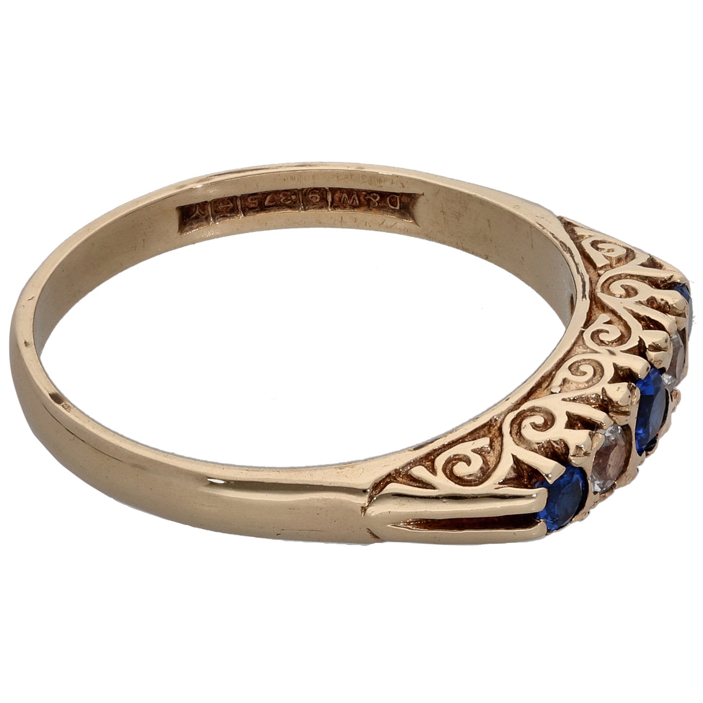 9ct Gold Imitation Half Eternity Ring Size P