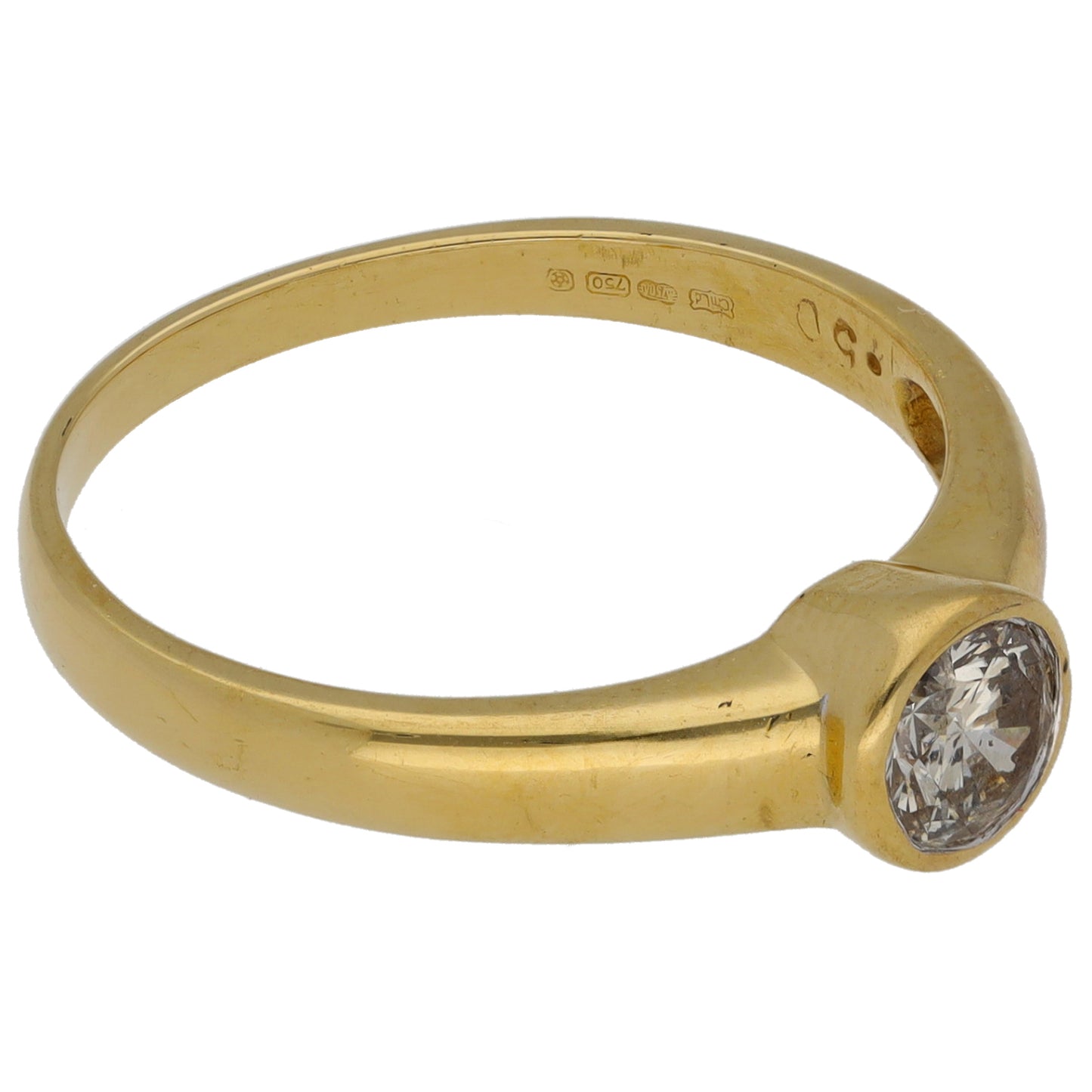 18ct Gold 0.50ct Diamond Solitaire Ring Size Q