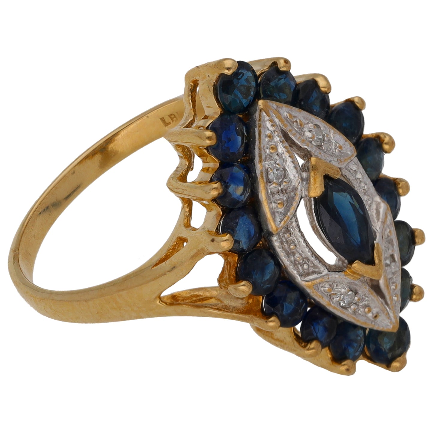 9ct Gold Sapphire & 0.02ct Diamond Dress/Cocktail Ring Size O