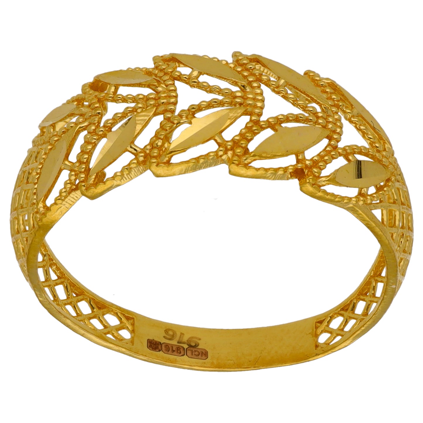 New 22ct Gold Petal Dress/Cocktail Ring Size N-R