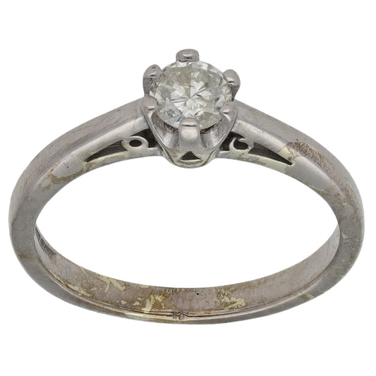 9ct White Gold 0.25ct Diamond Solitaire Ring Size L