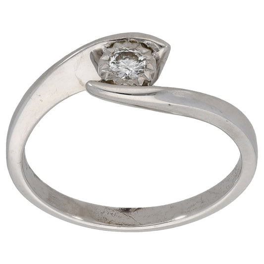 9ct White Gold 0.10ct Diamond Solitaire Ring Size M
