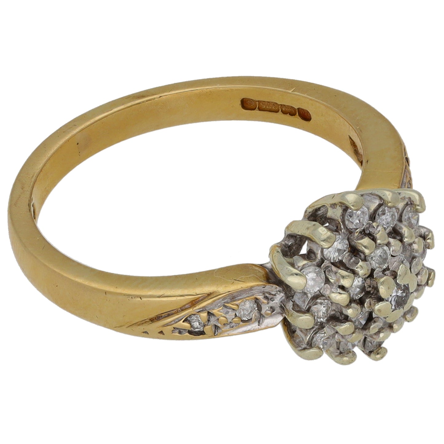 9ct Gold 0.25ct Diamond Cluster Ring Size M