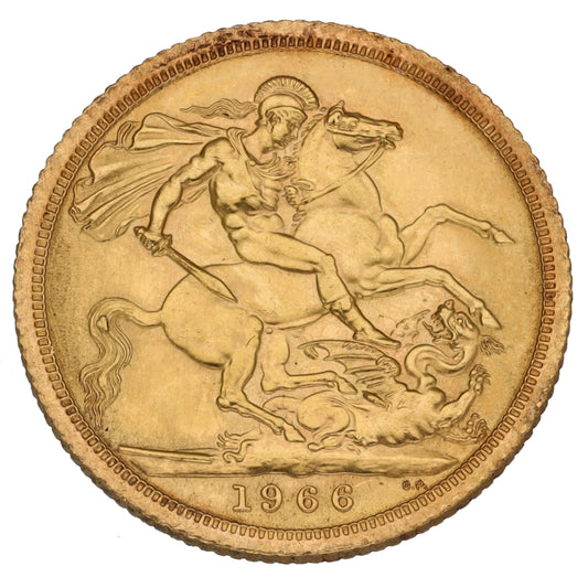 22ct Gold Queen Elizabeth II Full Sovereign Coin 1966