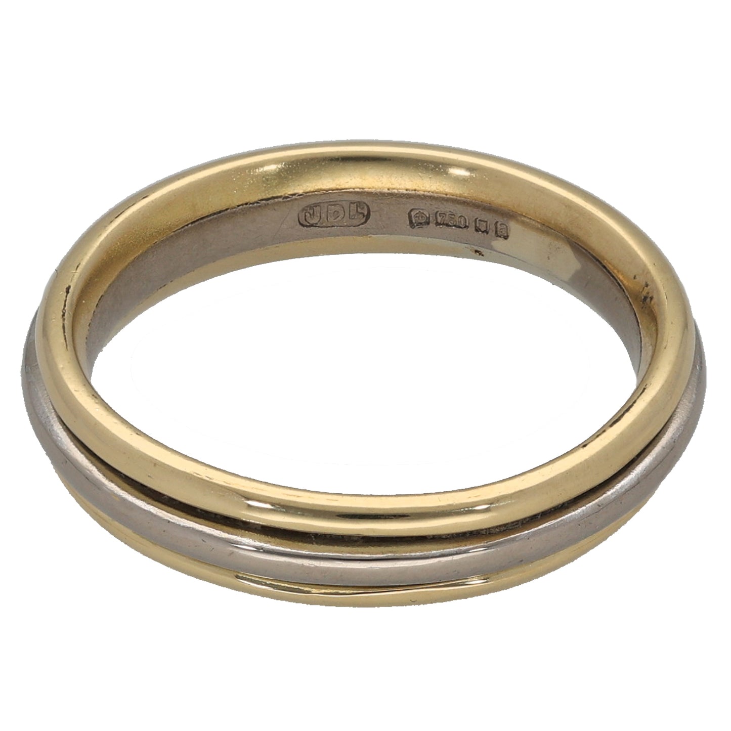 18ct Bicolour Gold Patterned Wedding Ring Size K