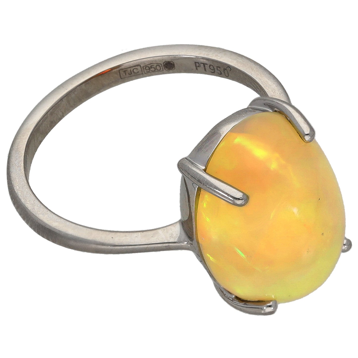 Platinum Opal Single Stone Ring Size Q