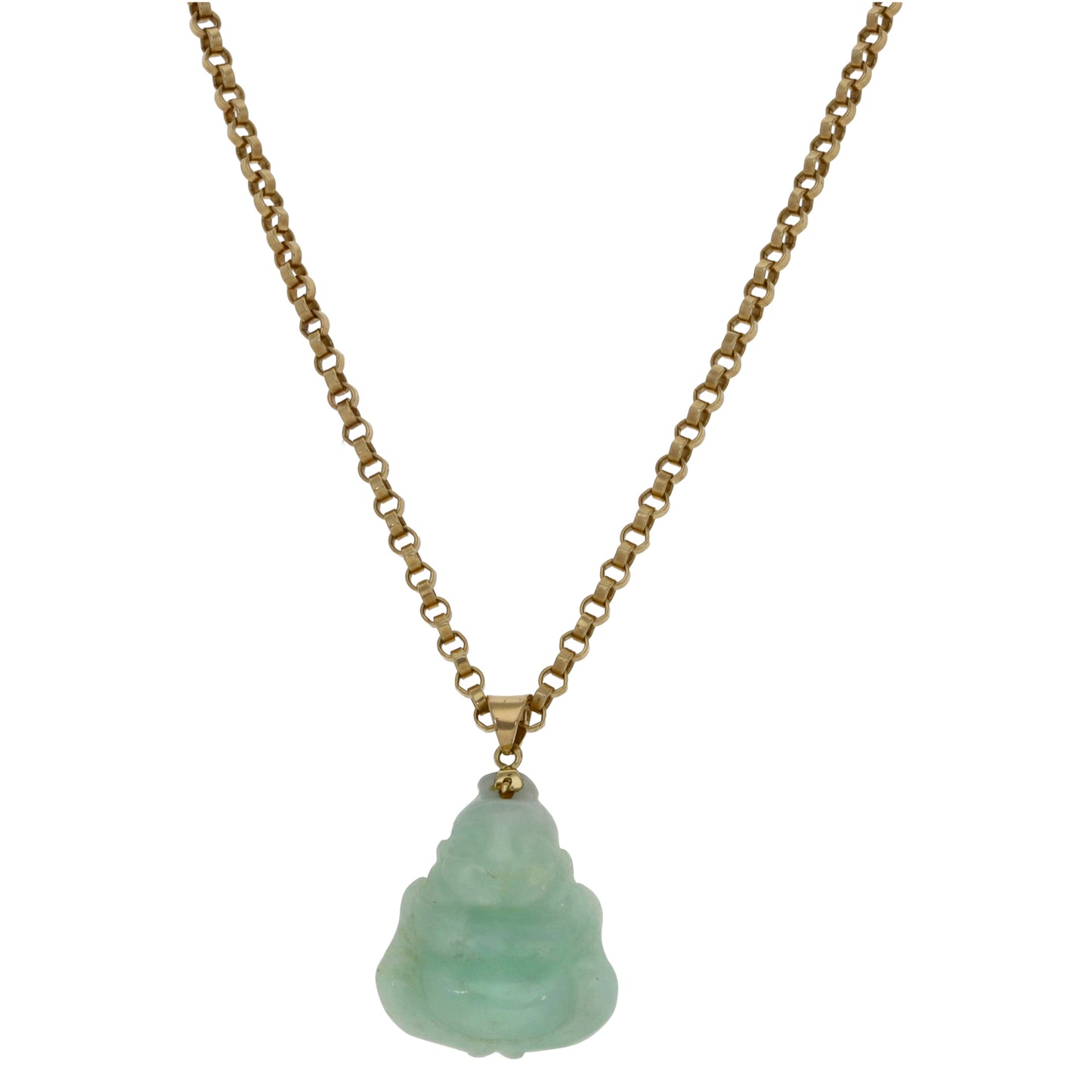 9ct Gold Jade Buddha Pendant With Chain