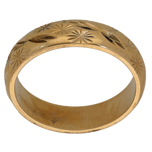 9ct Gold Patterned Wedding Ring Size N