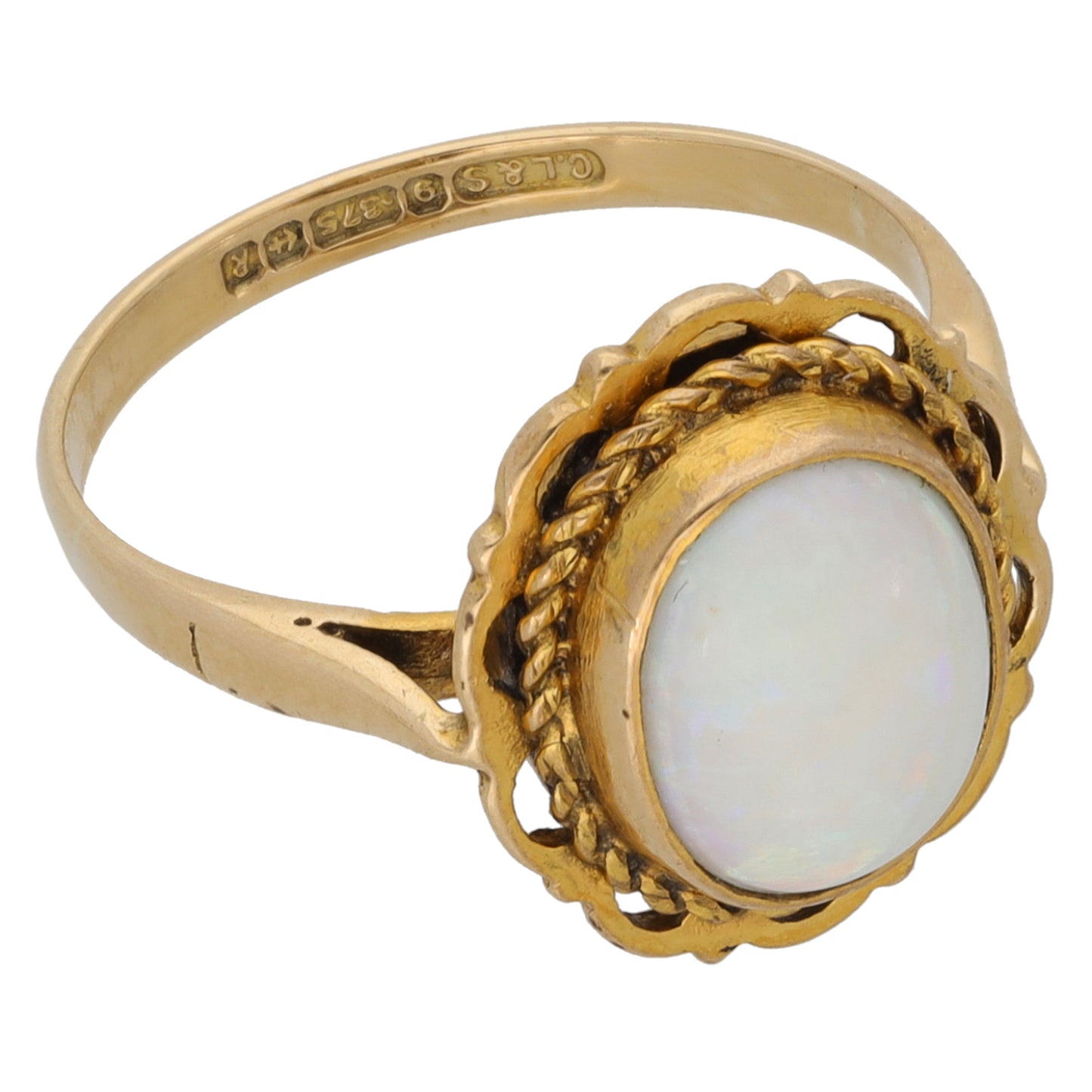 9ct Gold Opal Single Stone Ring Size K