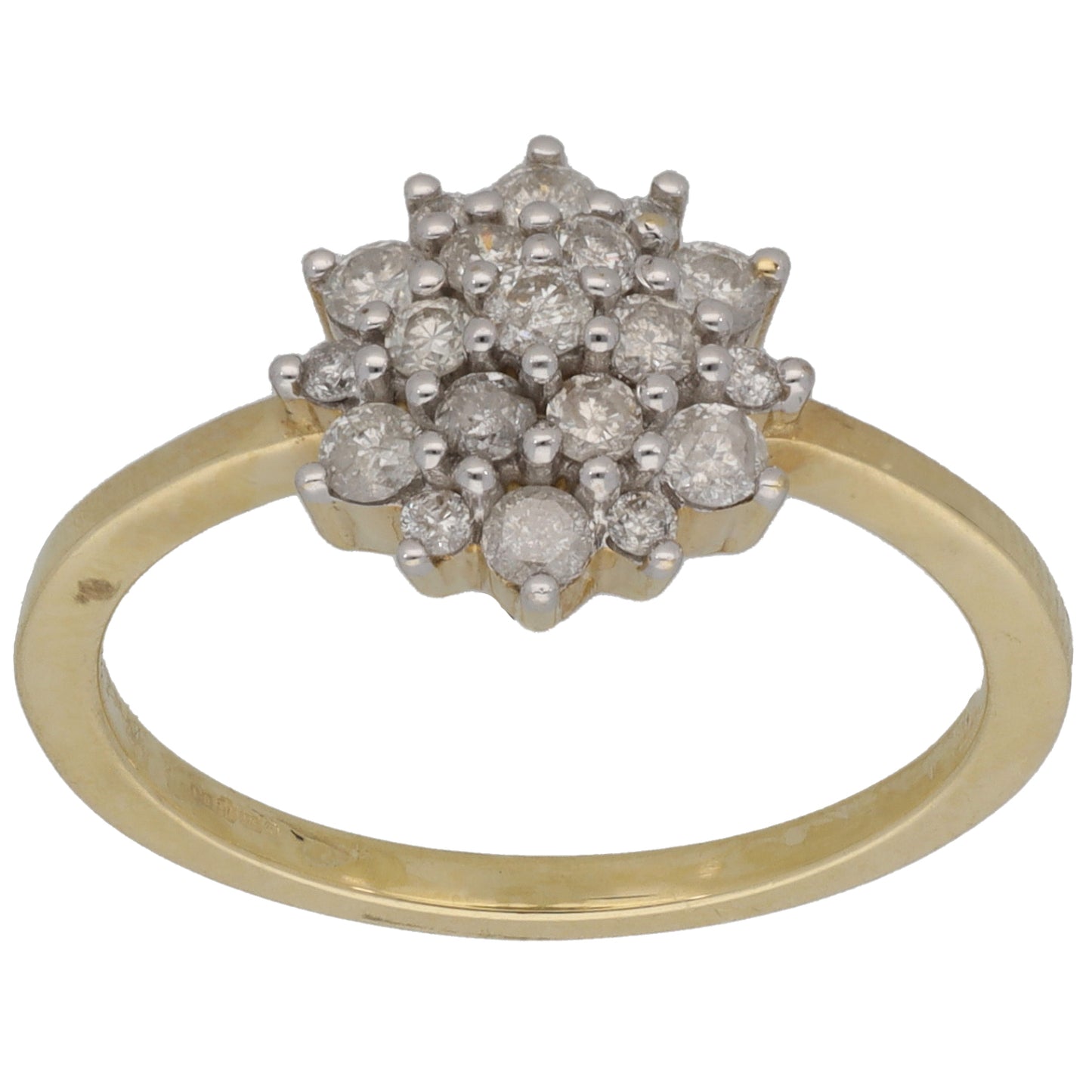 9ct Gold 0.50ct Diamond Cluster Ring Size O