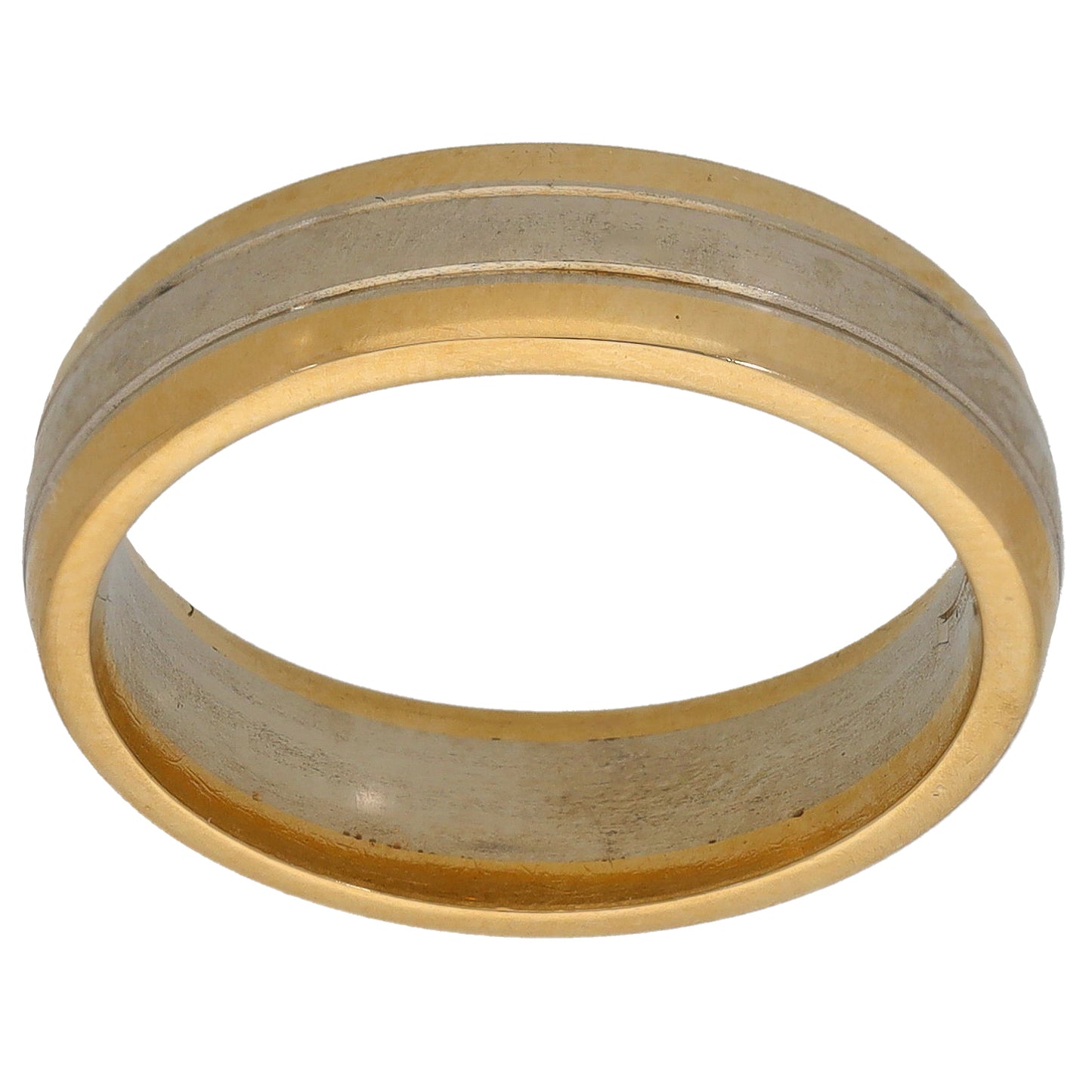 9ct Bi-Colour Gold Patterned Wedding Ring Size L