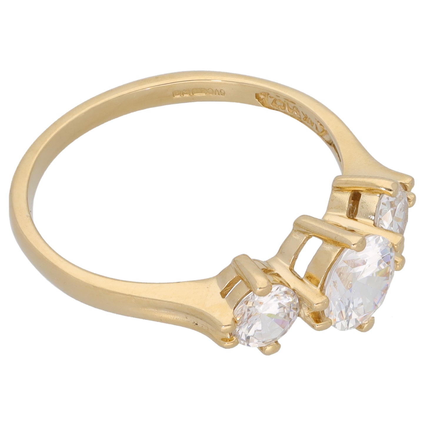 14ct Gold Cubic Zirconia Trilogy Ring Size R