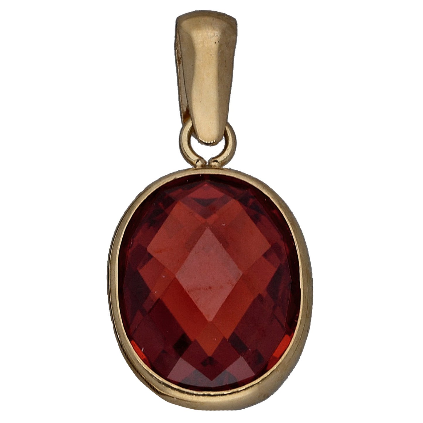 New 9ct Gold Imitation Red Oval Pendant