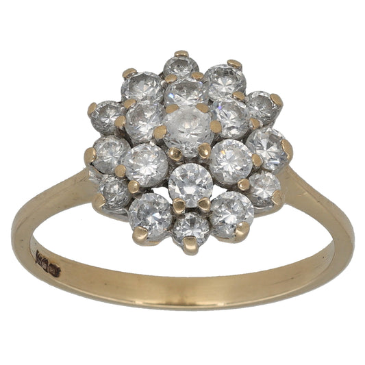 9ct Gold Cubic Zirconia Cluster Ring Size S