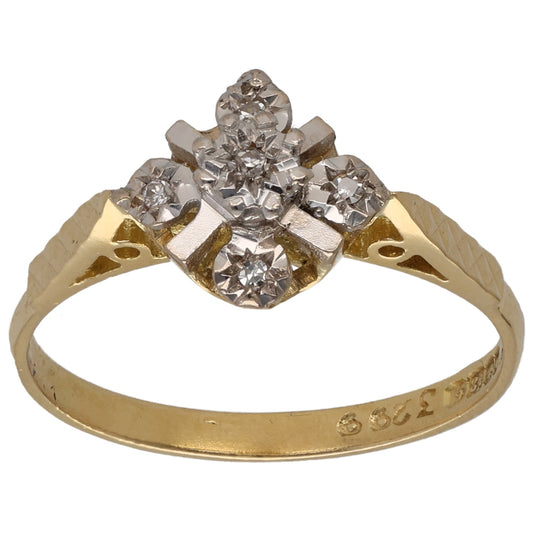 18ct Gold 0.055ct Diamond Cluster Ring Size P
