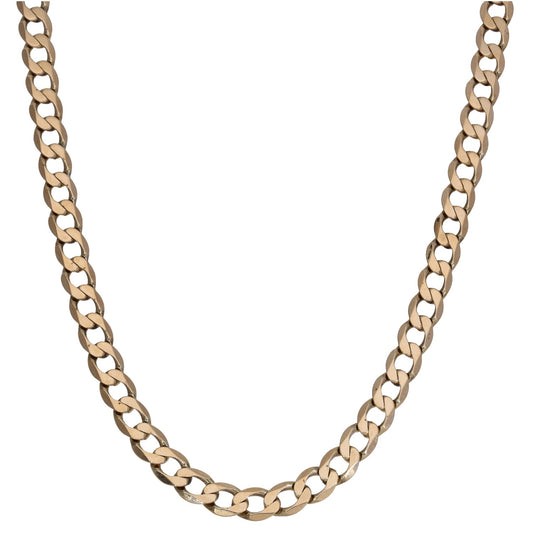 9ct gold curb chain necklace, 24-inch, linked curb design