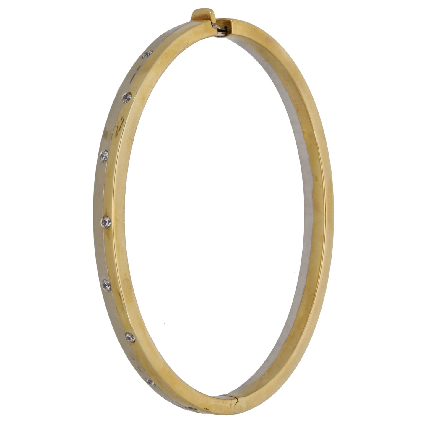 9ct Bicolour Gold Cubic Zirconia Hinged/Clasp Bangle