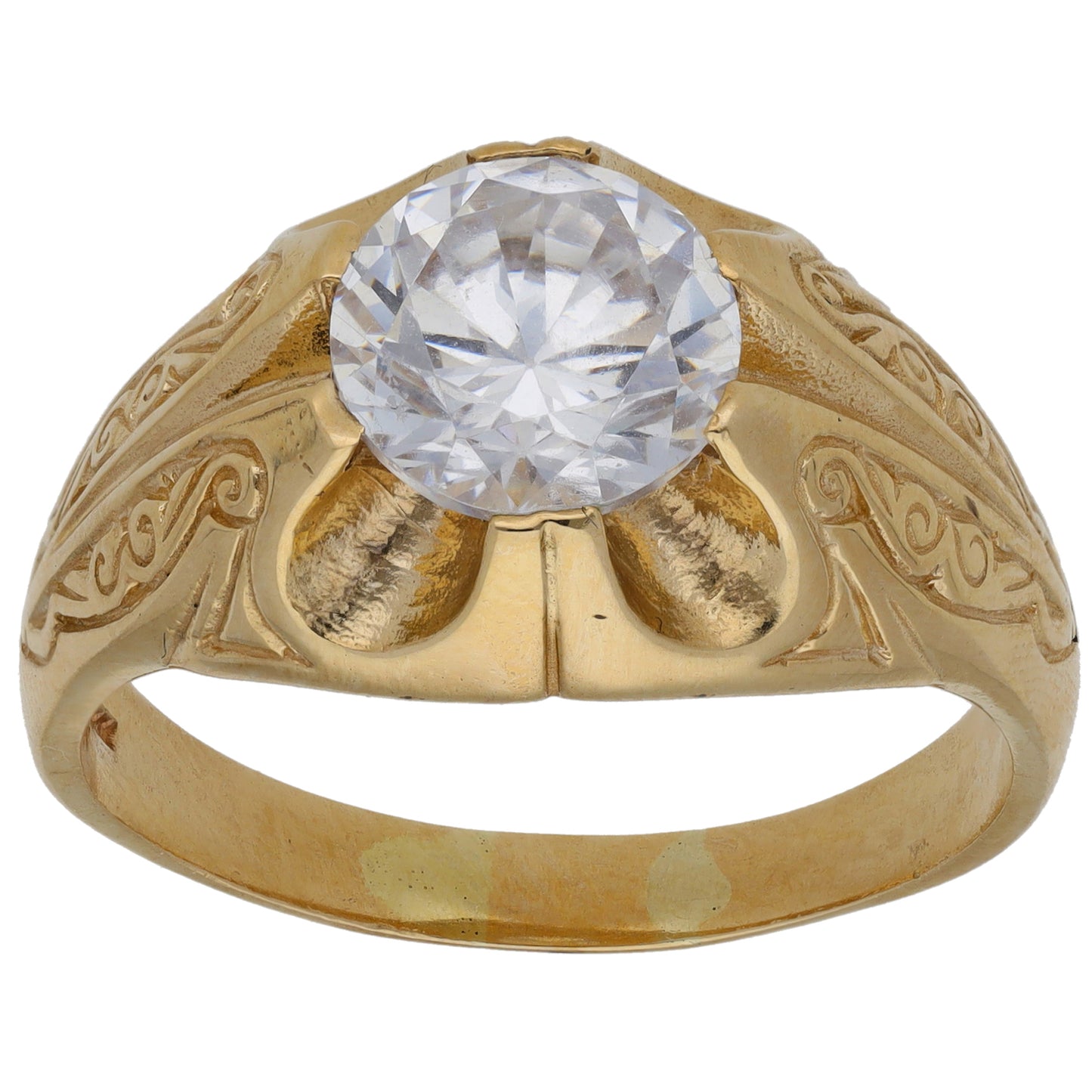 9ct Gold Cubic Zirconia Single Stone Ring Size Z+4