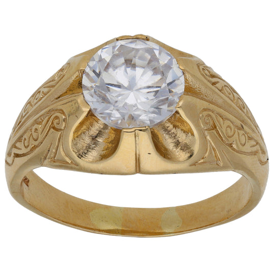 9ct Gold Cubic Zirconia Single Stone Ring Size Z+4