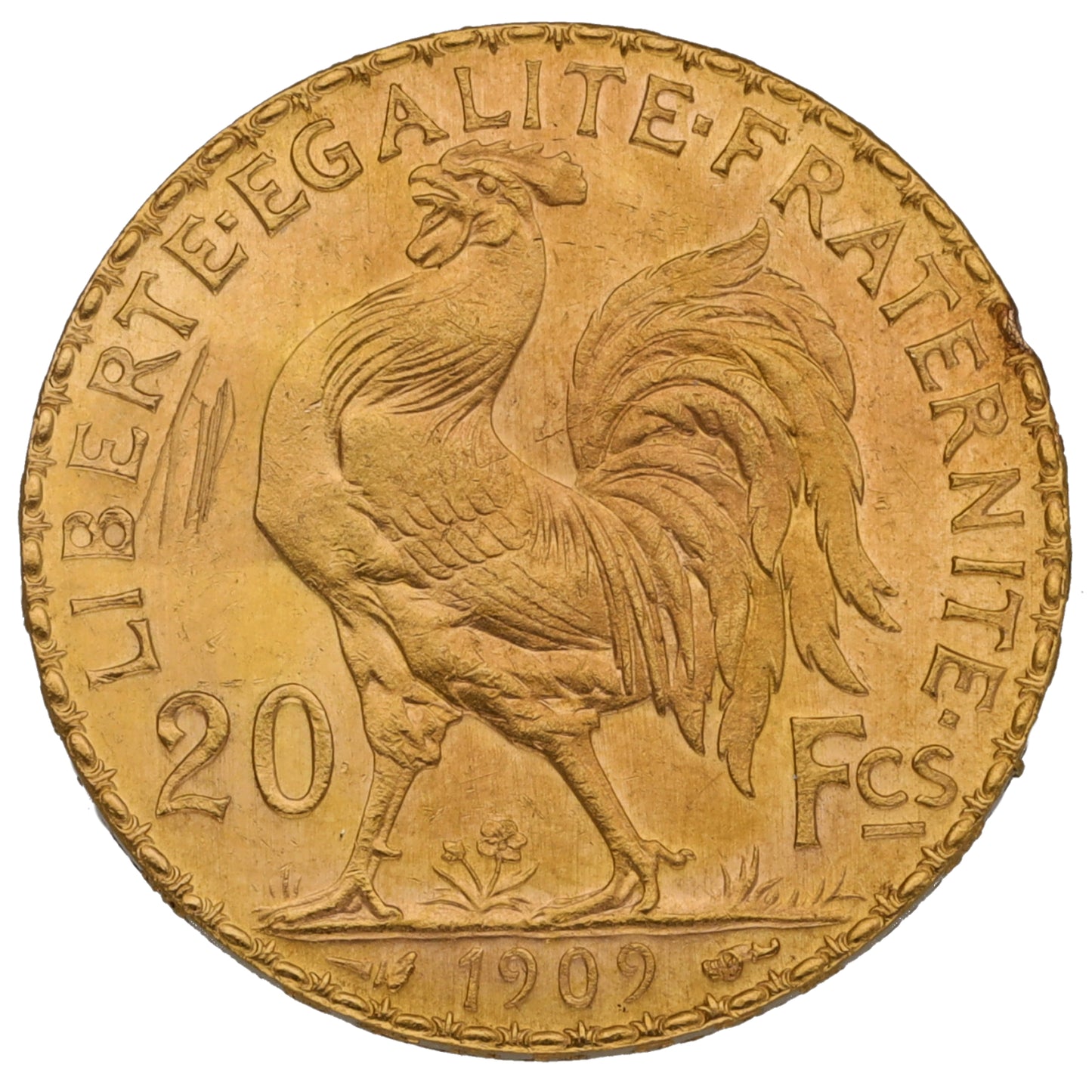 22ct Gold French 20 Francs Coin 1909
