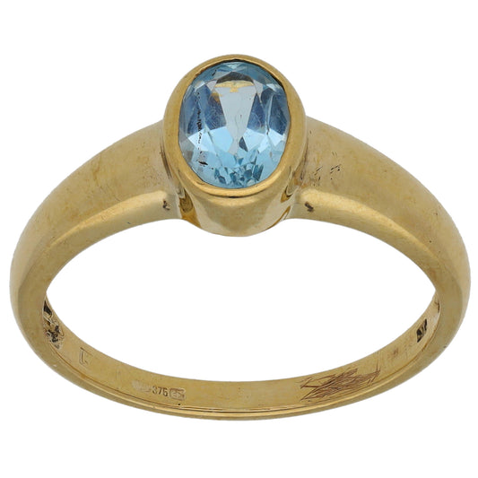 9ct Gold Topaz Single Stone Ring Size O
