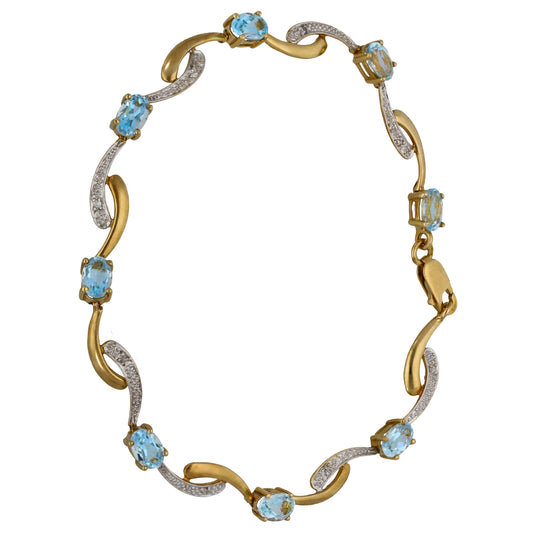 9ct Gold Topaz & 0.04ct Diamond Fancy Stone Set Bracelet