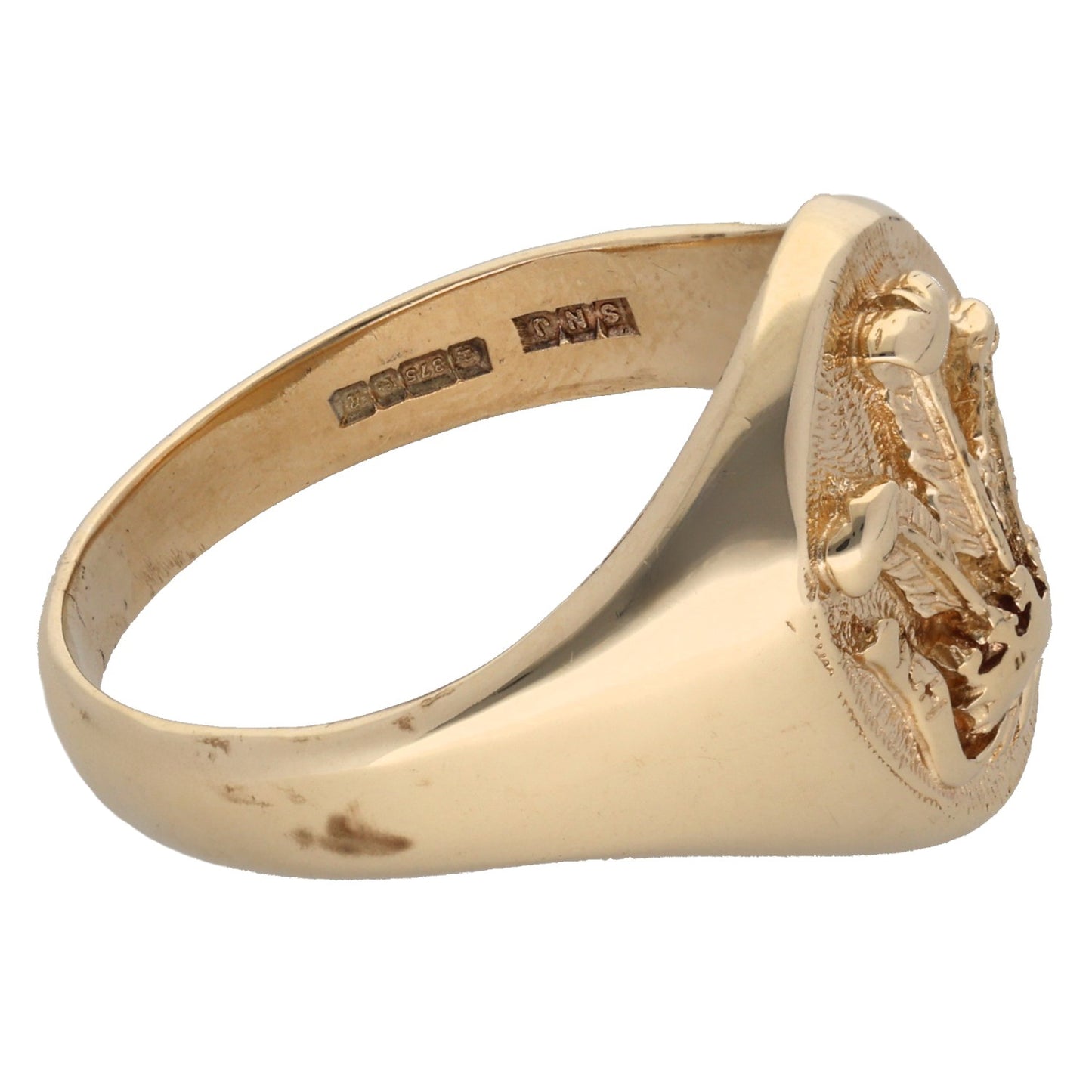 9ct Gold Crest/Emblem Signet Ring Size Z